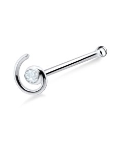 Circular Stone Comma Shaped Bone Nose Stud NSKD-668